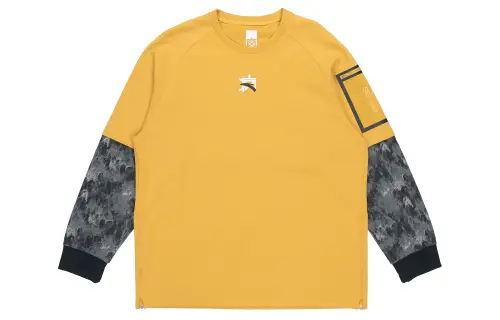 ANTA Basketball Collection Sweatshirts Men's Yellow Crew Neck Moderate Regular