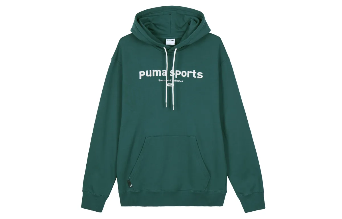 PUMA Sweatshirts Men's Green Hooded Moderate Straight Fit