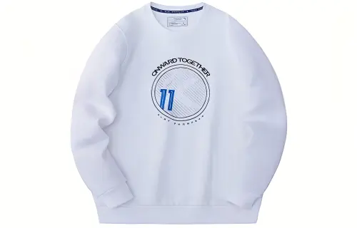 Anta Anta Thompson KT basketball series letter pullover long-sleeved sweatshirt men's pure white
