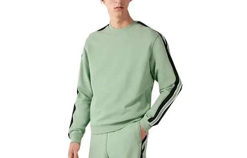 HERMES Sweatshirts Men's Aqua Blue Crew Neck Moderate Regular