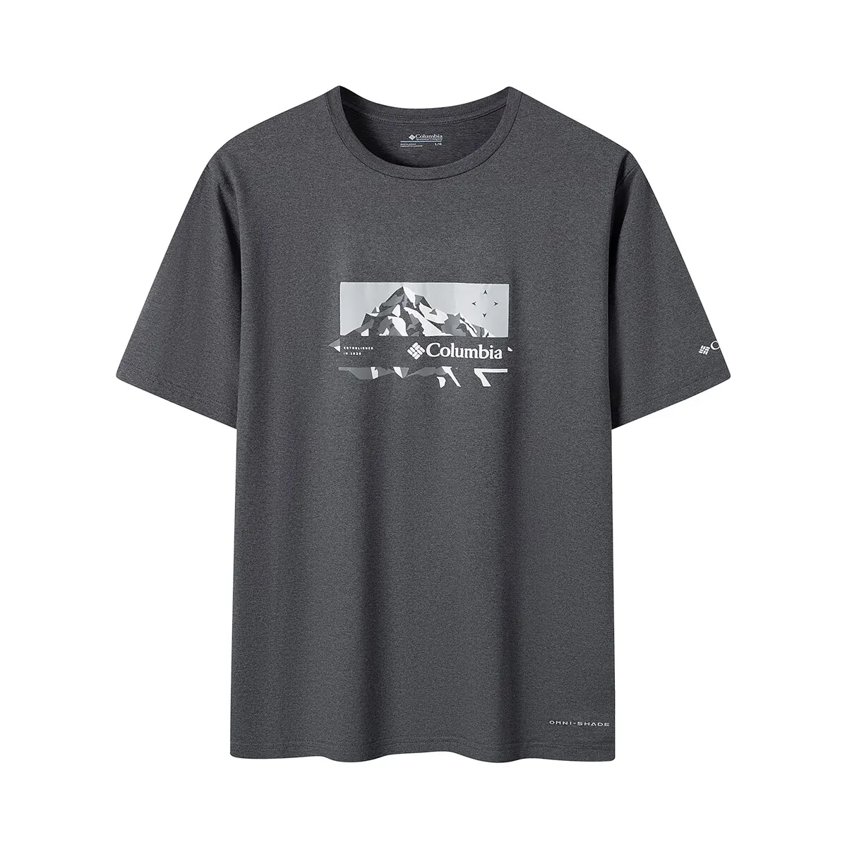 Columbia T-Shirts Men's Gray Crew Neck Moderate Straight Fit