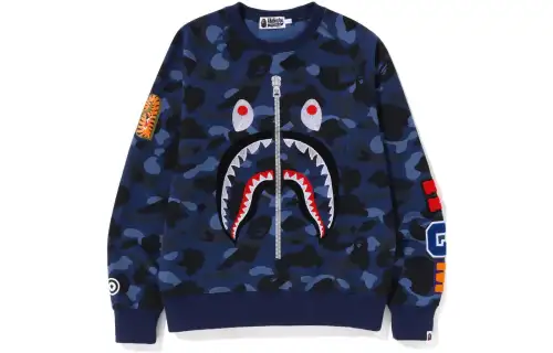 Bape Color Camo Embroidery Shark Crewneck