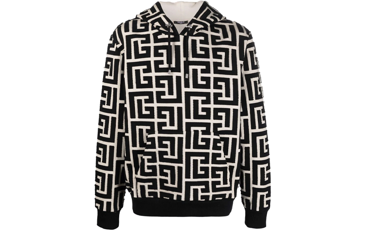Мужское худи BALMAIN Сплошной логотип (черное)