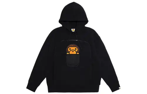 A BATHING APE Sweatshirts Men's Black Hooded Moderate Regular