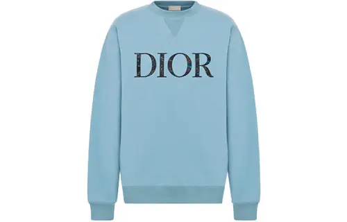 DIOR Quarterly New Products Sweatshirts Men's Blue Crew Neck Moderate Regular