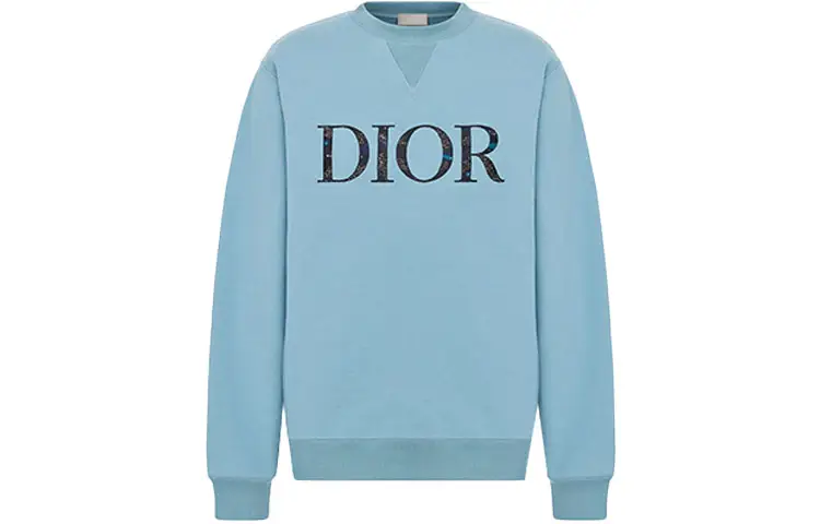 DIOR Quarterly New Products Sweatshirts Men's Blue Crew Neck Moderate Regular