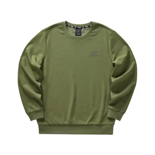 Skechers Colorful Sweatshirts Unisex Olive Green Crew Neck Moderate Regular