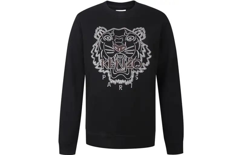 KENZO Sweatshirts Men's Black Crew Neck Moderate Heavyweight