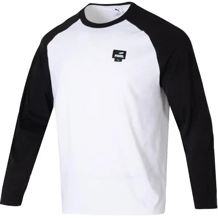 PUMA T-Shirts Men's Black White Crew Neck Moderate