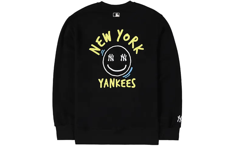 MLB New York Yankees Sweatshirts Unisex Black Crew Neck Moderate Straight Fit