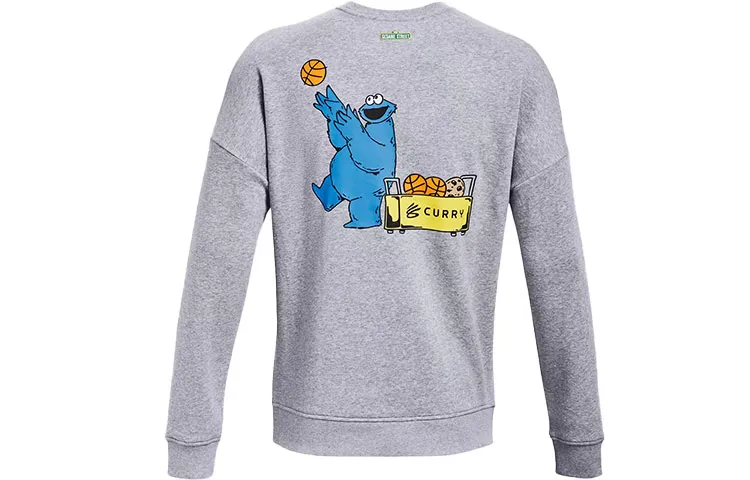 Under Armour Curry X Sesame Street Sweatshirts Men's Gray Crew Neck Moderate Regular