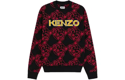 KENZO Sweatshirts Men's Black Crew Neck Moderate Regular