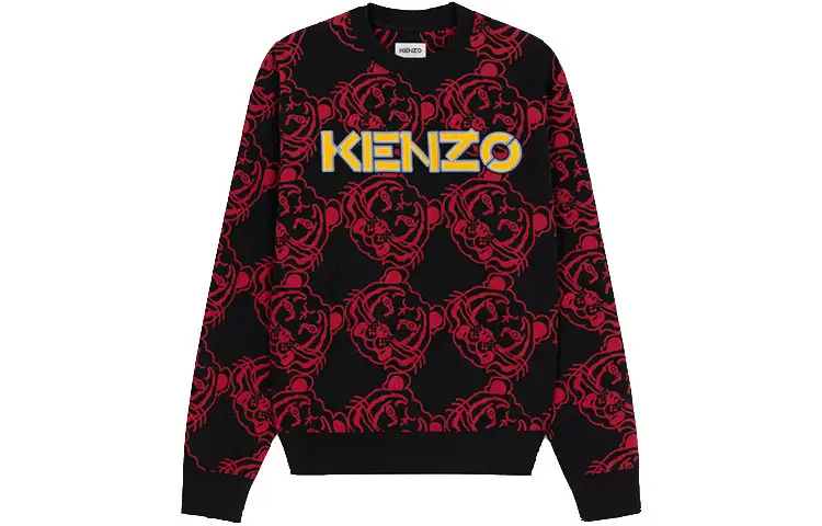 KENZO Sweatshirts Men's Black Crew Neck Moderate Regular