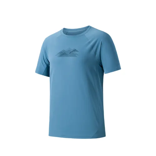 ANTA T Shirts Men's Parrot Blue Crew Neck Moderate Straight Fit