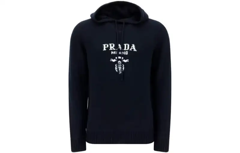 PRADA Sweatshirts Men's Dark Blue Hooded Moderate Regular