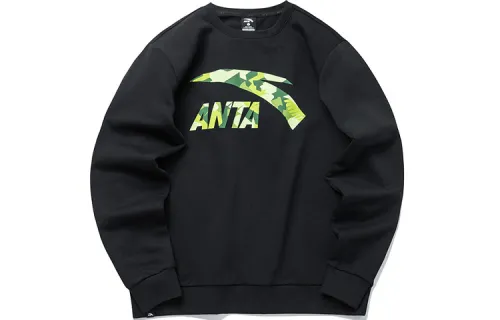 ANTA Life Collection Sweatshirts Men's Black Crew Neck Moderate Regular