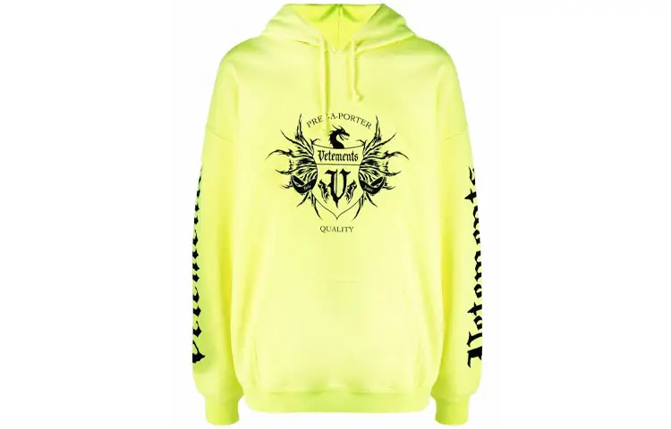Vetements Sweatshirts Unisex Yellow Hooded Moderate Regular