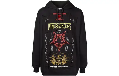 Vetements Sweatshirts Unisex Black Hooded Moderate Regular
