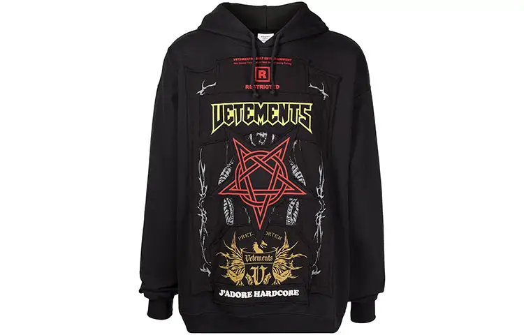 Vetements Sweatshirts Unisex Black Hooded Moderate Regular