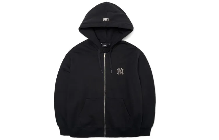 MLB New York Yankees Sweatshirts Unisex Black Hooded (Non-detachable) Moderate Straight Fit
