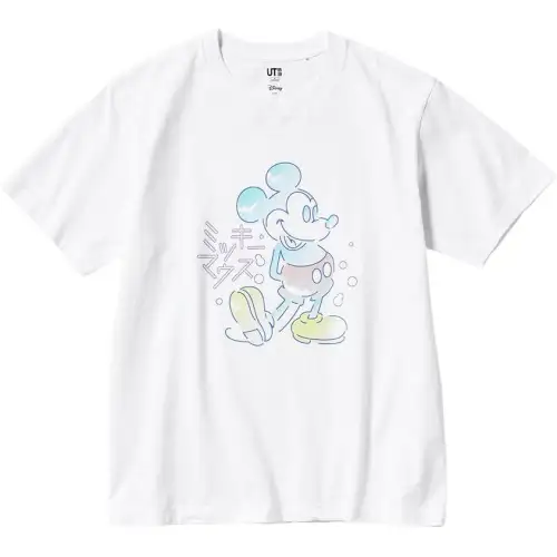 UNIQLO T Shirts Men's White Crew Neck Moderate Straight Fit