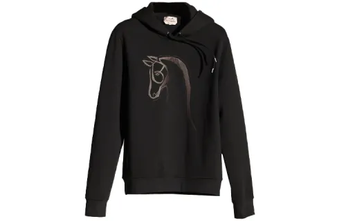 HERMES Sweatshirts Men's Black Crew Neck Moderate Regular
