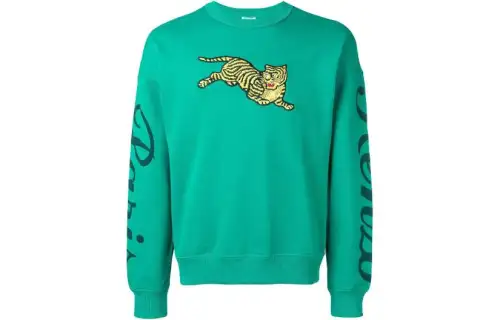 KENZO Sweatshirts Men's Peacock Green Crew Neck Moderate Regular