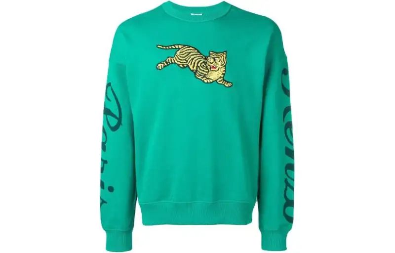 KENZO Sweatshirts Men's Peacock Green Crew Neck Moderate Regular