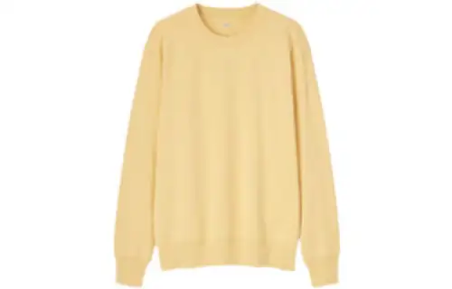 UNIQLO Sweatshirts Unisex Light Yellow Crew Neck Moderate Regular