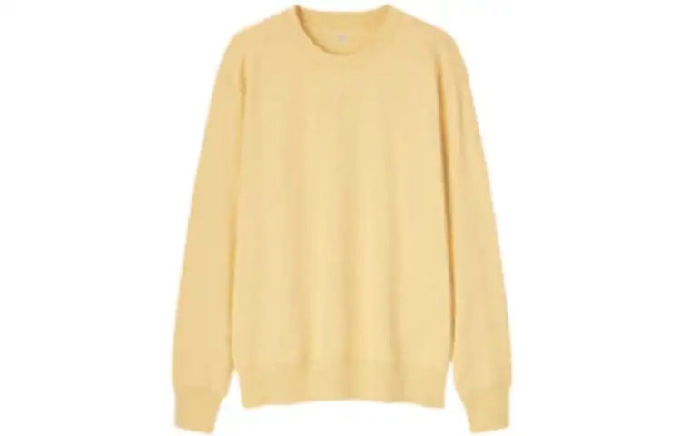 UNIQLO Sweatshirts Unisex Light Yellow Crew Neck Moderate Regular