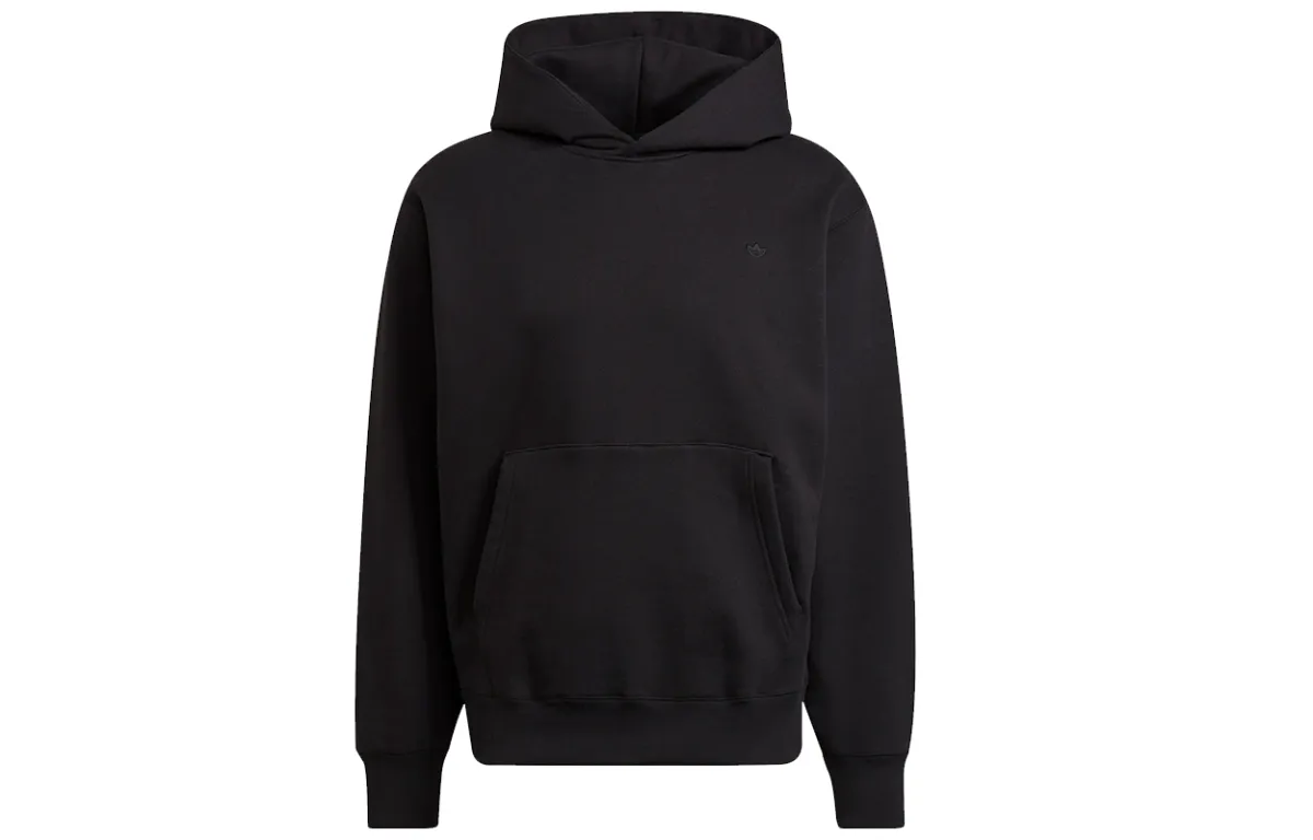 Adidas Originals Solid Color Fleece Lined Warm Sports Pullover Sweatshirt Men's Black