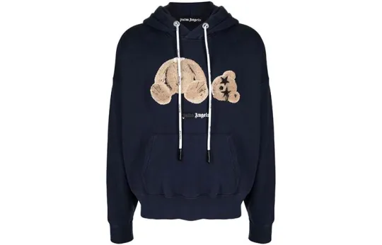 PALM ANGELS Bear Print Sprayed Logo Hoodie