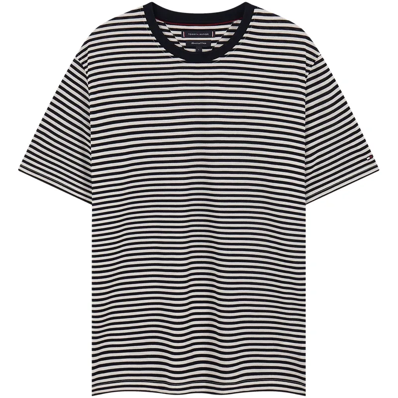 Tommy Hilfiger T Shirt Men's Black White Stripes Z00