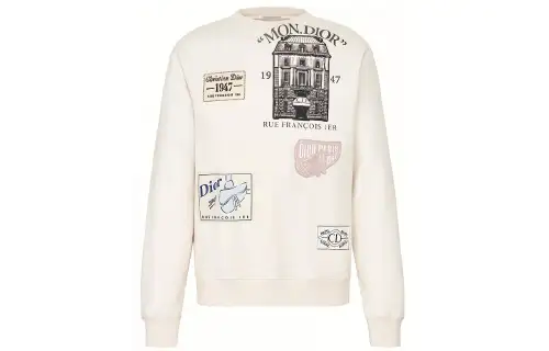 DIOR Quarterly New Products Sweatshirts Men's White Crew Neck Moderate Regular