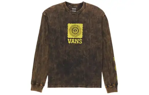 Vans Hard Peace T Shirts Men's Brown Crew Neck Moderate Straight Fit