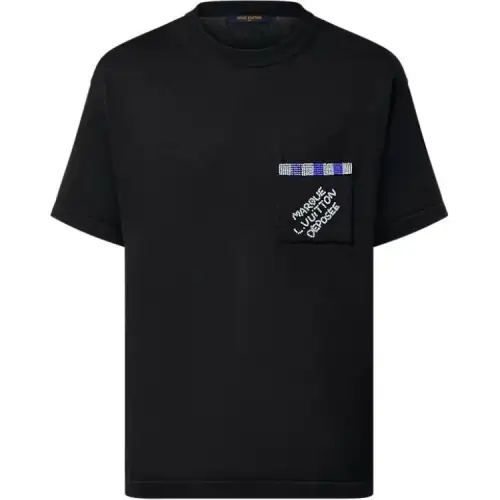 LOUIS VUITTON Embellished Short Sleeved Cotton Crewneck