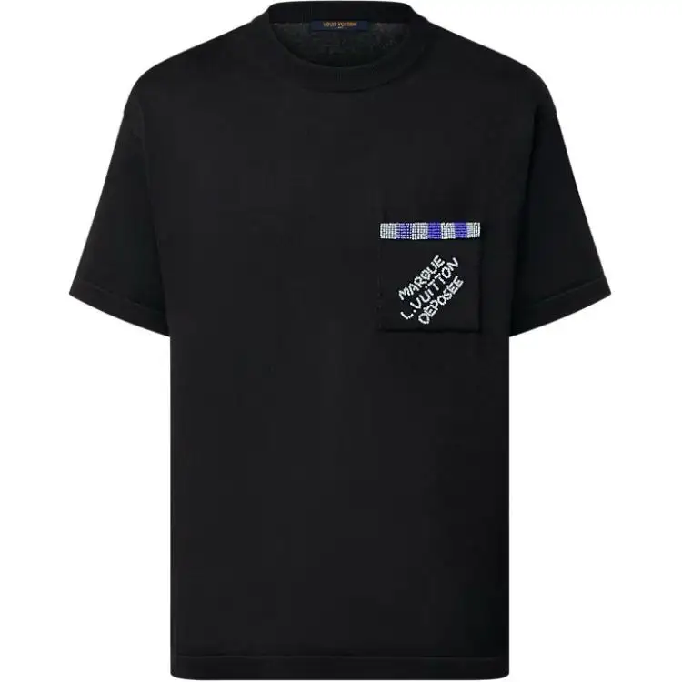 LOUIS VUITTON Embellished Short Sleeved Cotton Crewneck