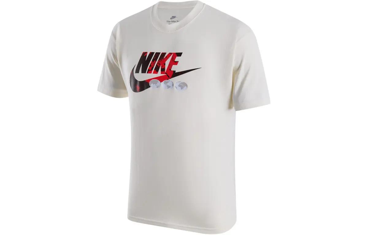 Nike T-Shirts Men's Sail White Crew Neck Moderate Straight Fit