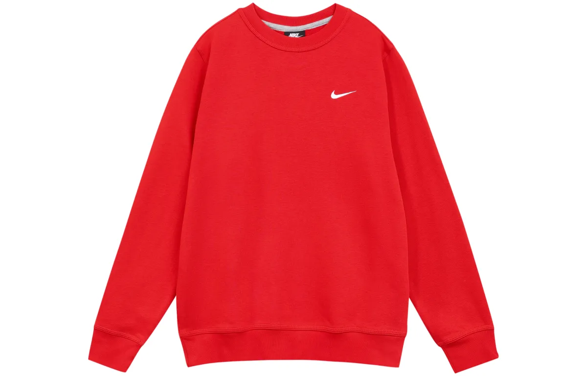 Nike Fleece Solid Color Fleece Lined Thermal Pullover Sweatshirt Men's Red