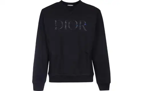 DIOR Quarterly New Products Sweatshirts Men's Black Crew Neck Moderate Heavyweight