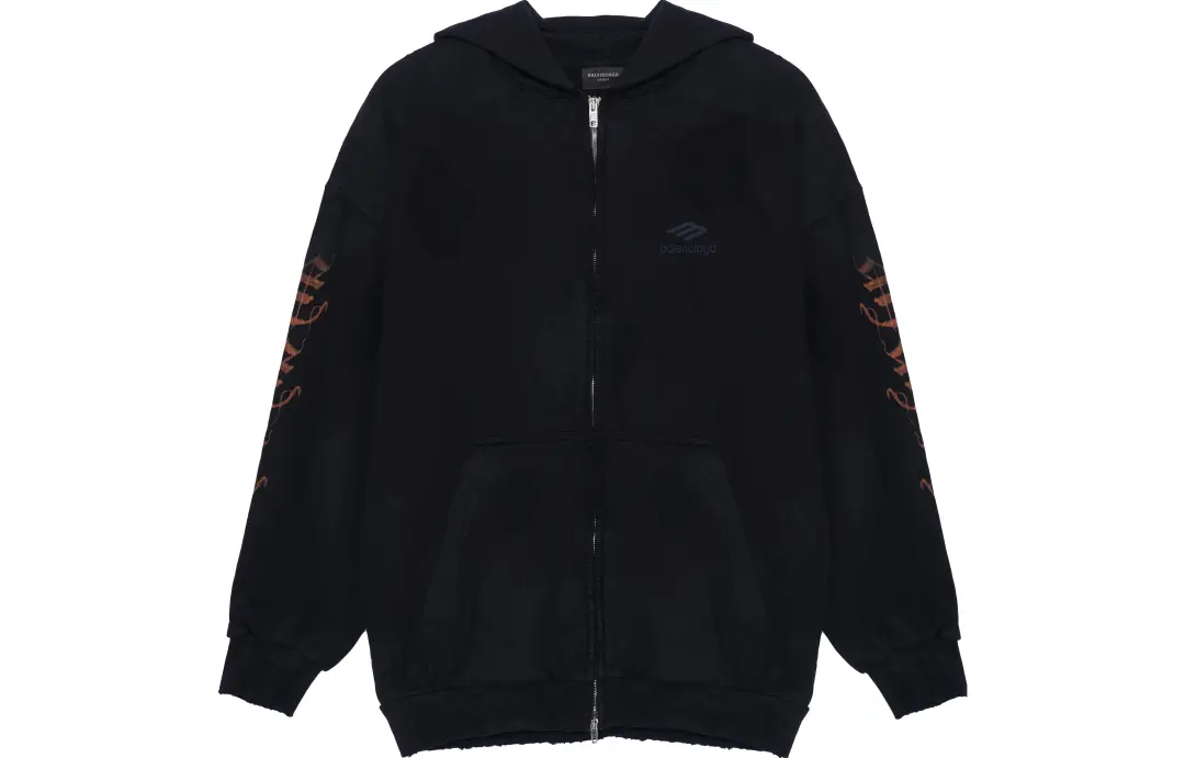 Balenciaga Heavy Metal Zip Up Small Fit Hoodie