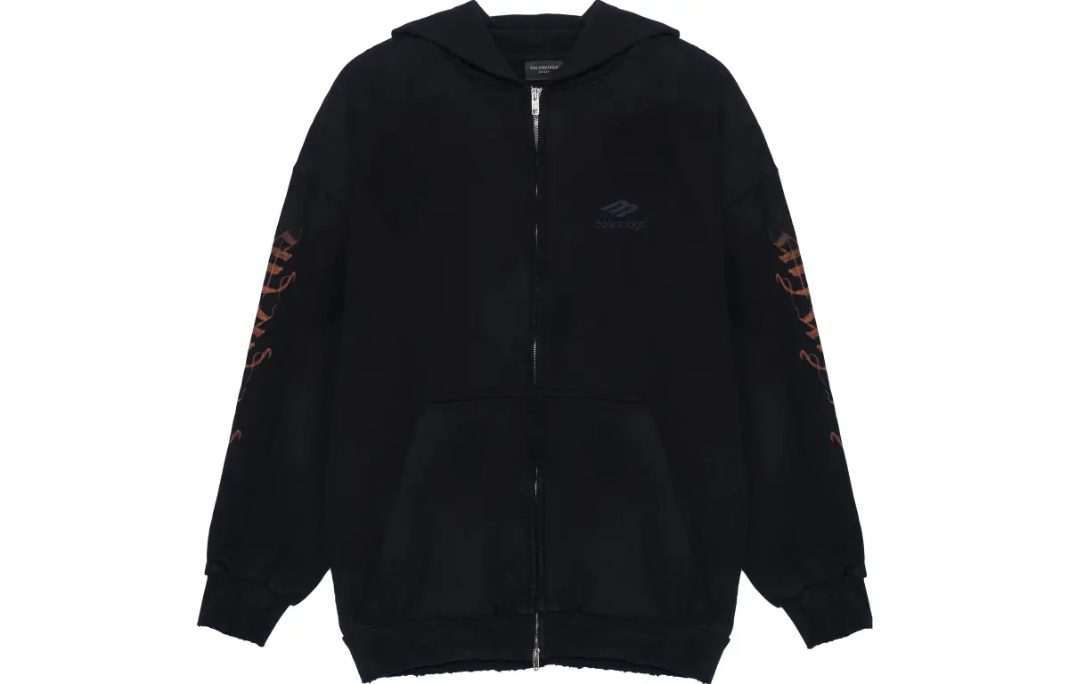 Balenciaga Heavy Metal Zip Up Small Fit Hoodie