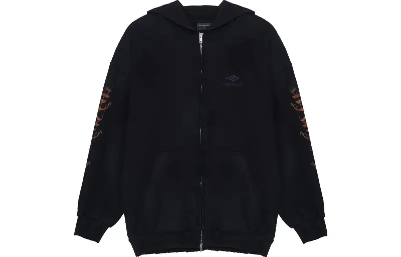 Balenciaga Heavy Metal Zip Up Small Fit Hoodie