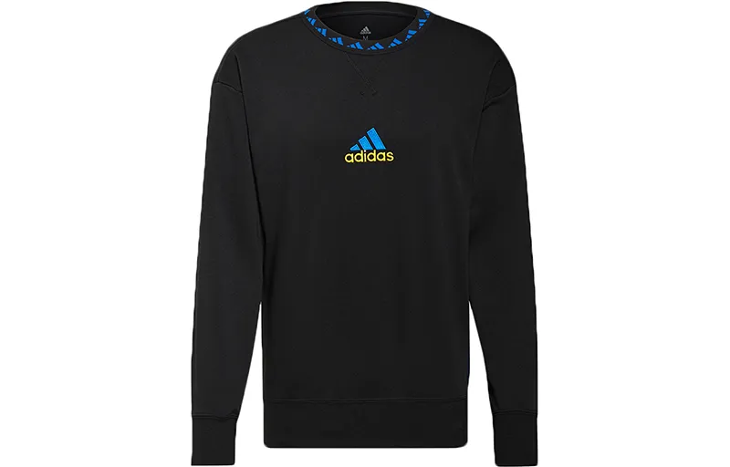 Adidas Manchester United Sweatshirts Men's Black Crew Neck Moderate Straight Fit