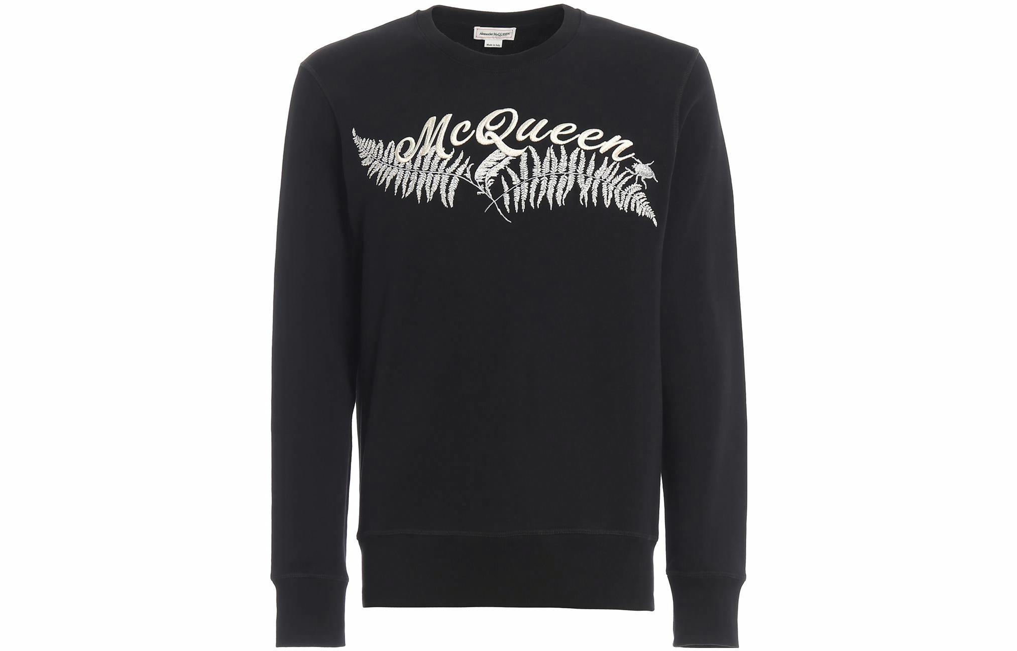 Мужской свитшот Alexander McQueen С растительным принтом (черный)