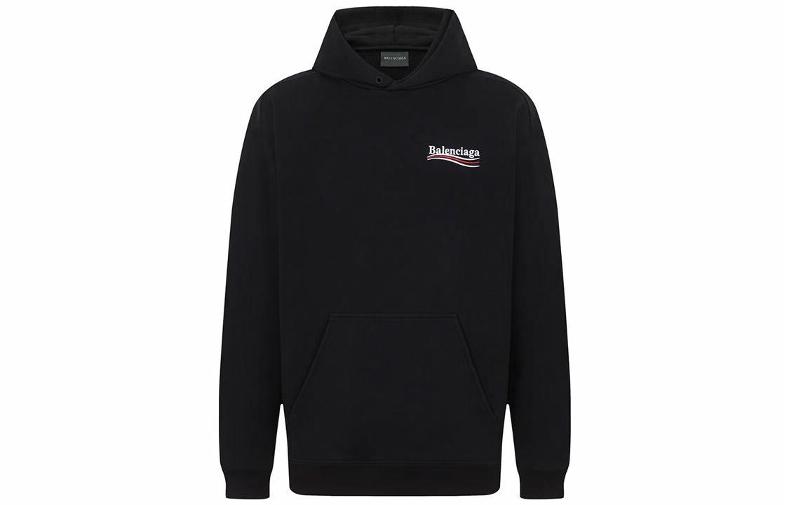 Мужское худи Balenciaga с вышивкой (черное)
