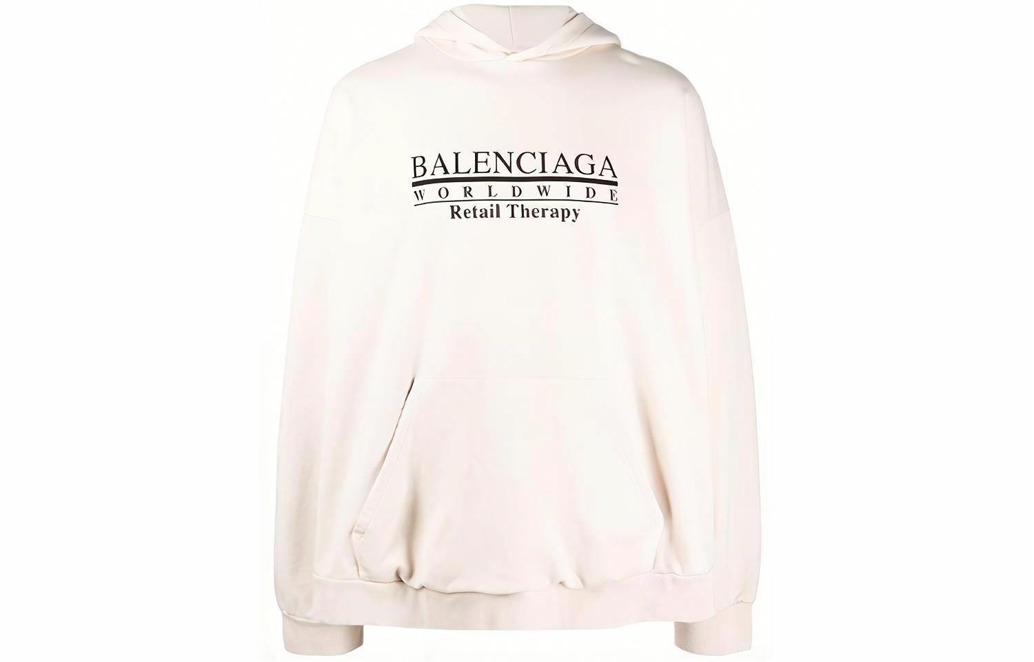 Мужское худи Balenciaga Logo (бежевое)