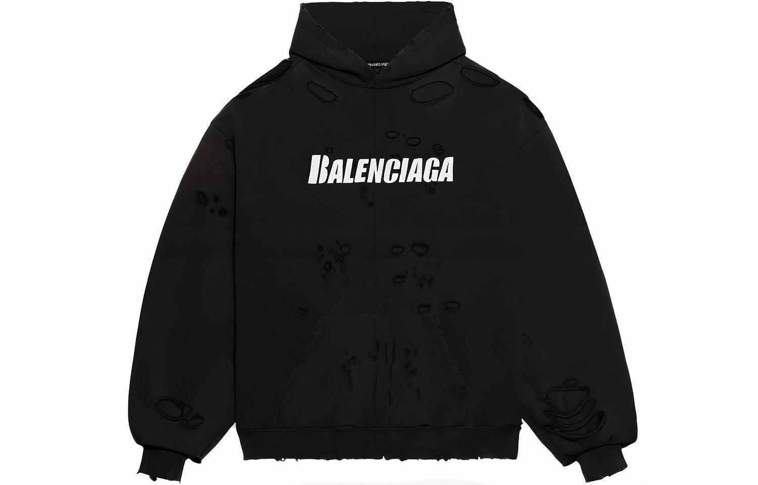 Мужское худи Balenciaga Balenciaga Caps FW23 Caps Destroyed (черное)