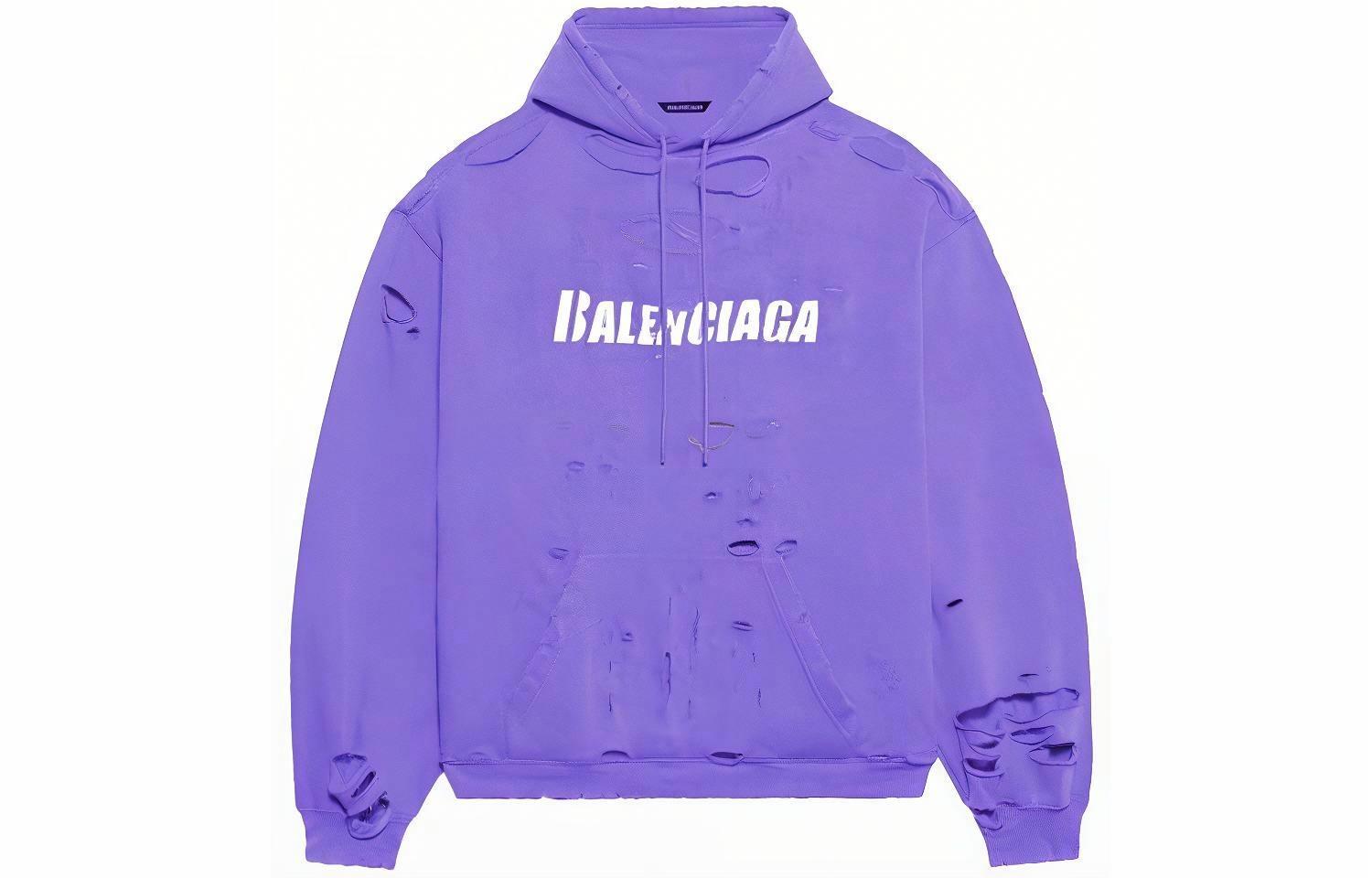 Мужское худи Balenciaga Distressed Hoodie (пурпурное)