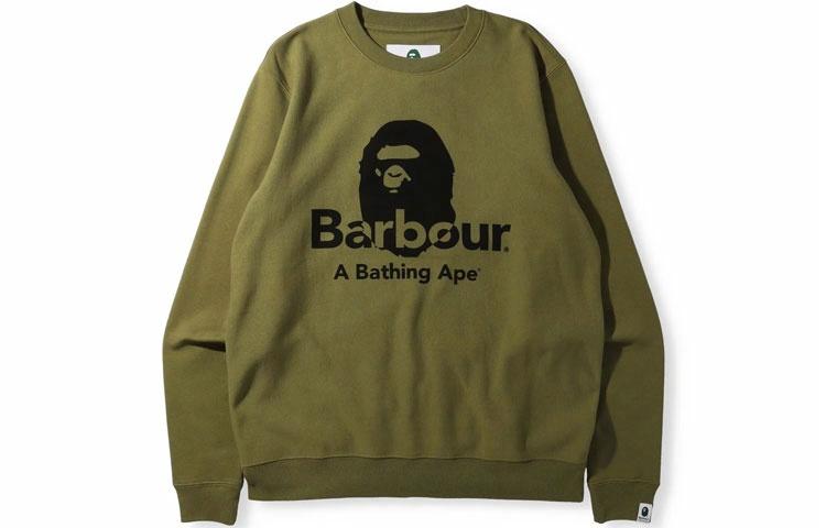 Мужская худи A BATHING APE A BATHING APE x BARBOUR logo (серый)